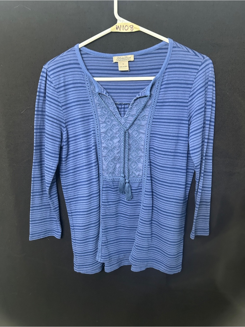 Women’s Lucky Brand Blue Textured Long Sleeve Peasant Top Small